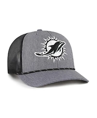 '47 Brand Men's Heather Charcoal Miami Dolphins Carbon Rope Trucker Adjustable Hat