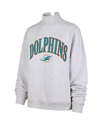 '47 Brand Women's Heather Gray Miami Dolphins Vantage Mock Neck Pullover Sweatshirt