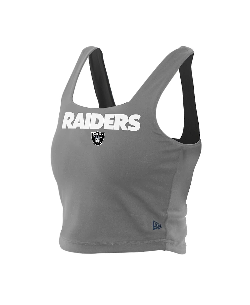 New Era Women's Black/Gray Las Vegas Raiders Reversible Cropped Sport Classics Tank Top
