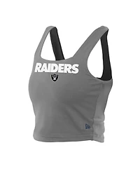 New Era Women's Black/Gray Las Vegas Raiders Reversible Cropped Sport Classics Tank Top