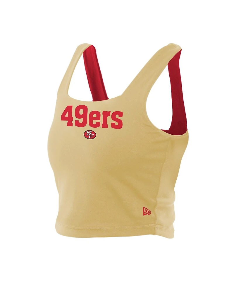 New Era Women's Scarlet/Black San Francisco 49ers Reversible Cropped Sport Classics Tank Top