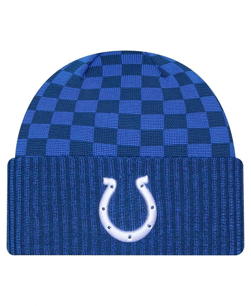 New Era Men's Royal Indianapolis Colts Checkered Cuffed Knit Hat