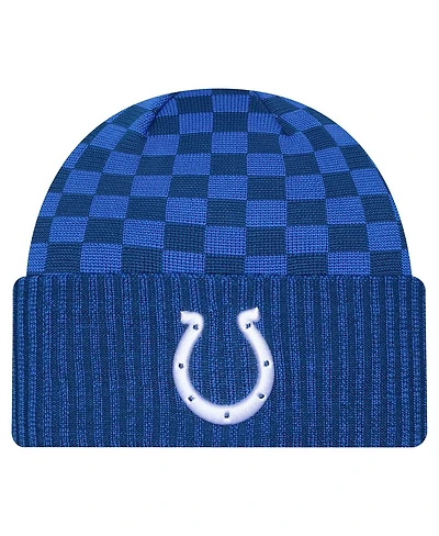 New Era Men's Royal Indianapolis Colts Checkered Cuffed Knit Hat