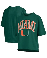 Pressbox Women's Miami Hurricanes Nelson Arch Over Logo Waist Length Oversized Slub T-Shirt