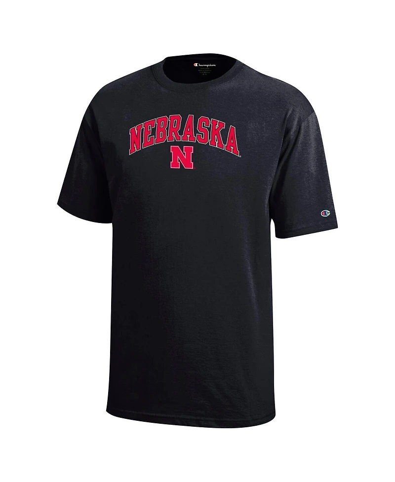 Champion Big Boys and Girls Black Nebraska Huskers Arch Over Logo T-Shirt