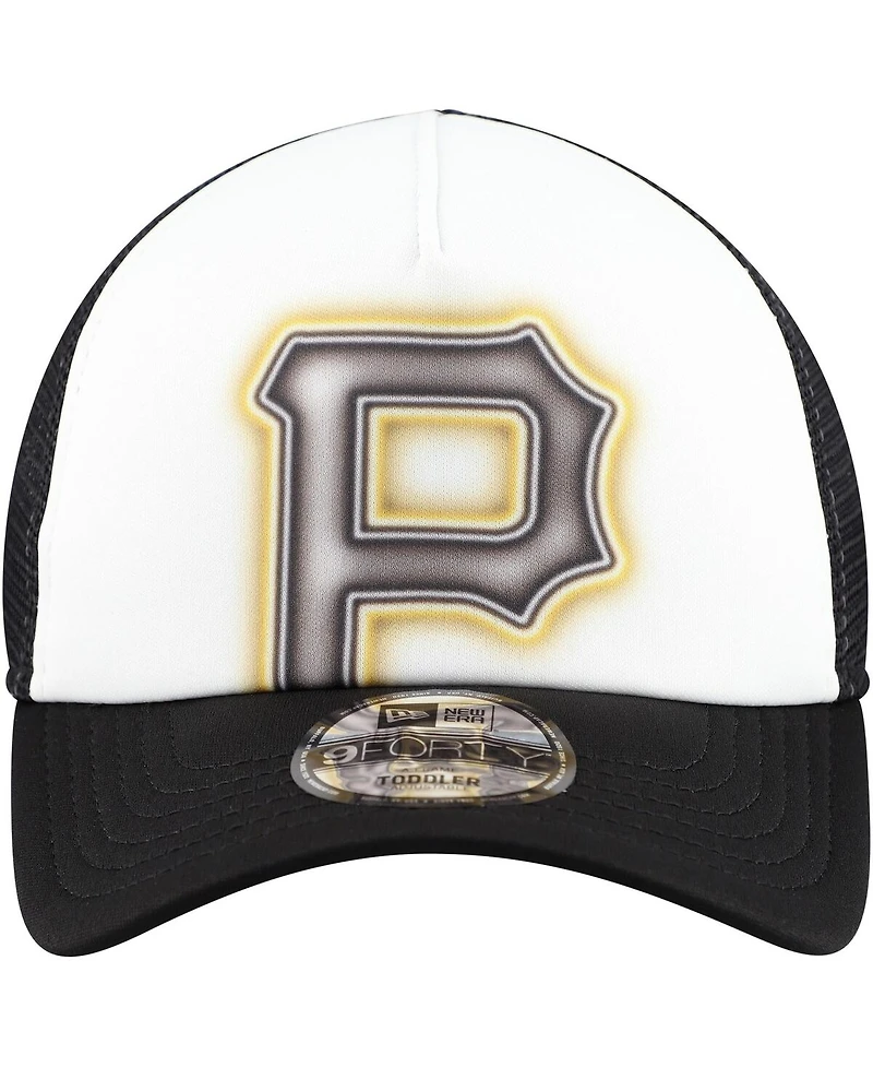 New Era Toddler White/Black Pittsburgh Pirates Painted A-Frame 9FORTY Trucker Adjustable Hat