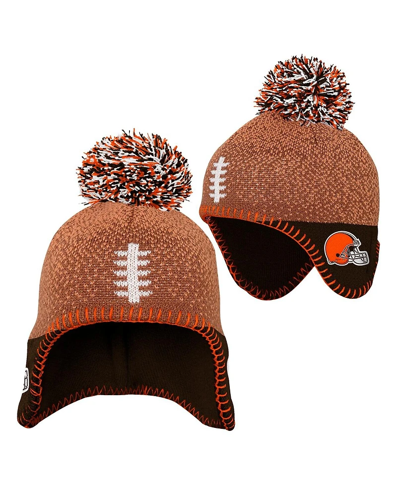 Outerstuff Preschool Brown Cleveland Browns Football Head with Pom Knit Hat