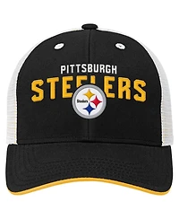 Outerstuff Big Boys and Girls Black Pittsburgh Steelers Core Lockup Trucker Adjustable Hat