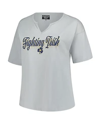 Fanatics Women's Gray Notre Dame Fighting Irish Plus Winning Gear Notch Neck T-Shirt