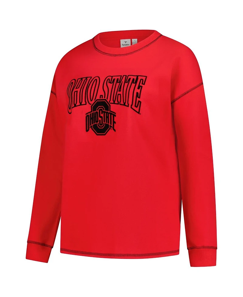Fanatics Women's Scarlet Ohio State Buckeyes Plus Contrast Stitch Sweatshirt