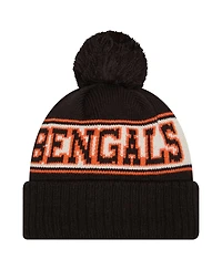 New Era Big Boys and Girls Black Cincinnati Bengals Retro Cuffed Knit with Pom Hat