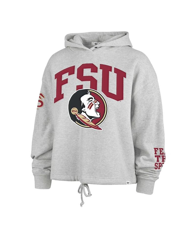 '47 Brand Women's Heather Gray Florida State Seminoles High Hopes Long Sleeve Cropped Hoodie
