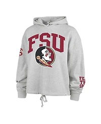 '47 Brand Women's Heather Gray Florida State Seminoles High Hopes Long Sleeve Cropped Hoodie