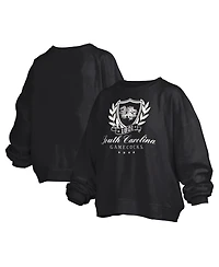 Pressbox Women's Black South Carolina Gamecocks Big Aug Script Janice Oversized Pullover Sweatshirt
