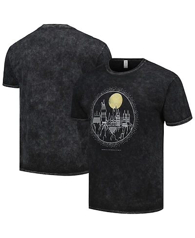Mad Engine Men's and Women's Black Harry Potter Hogwarts Line Art Graphic T-Shirt