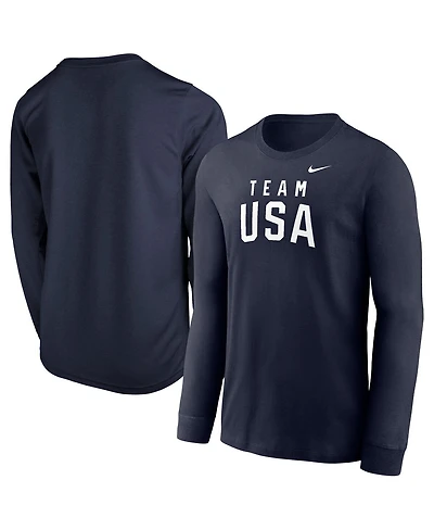 Nike Big Boys and Girls Navy Team Usa Legend Long Sleeve T-Shirt