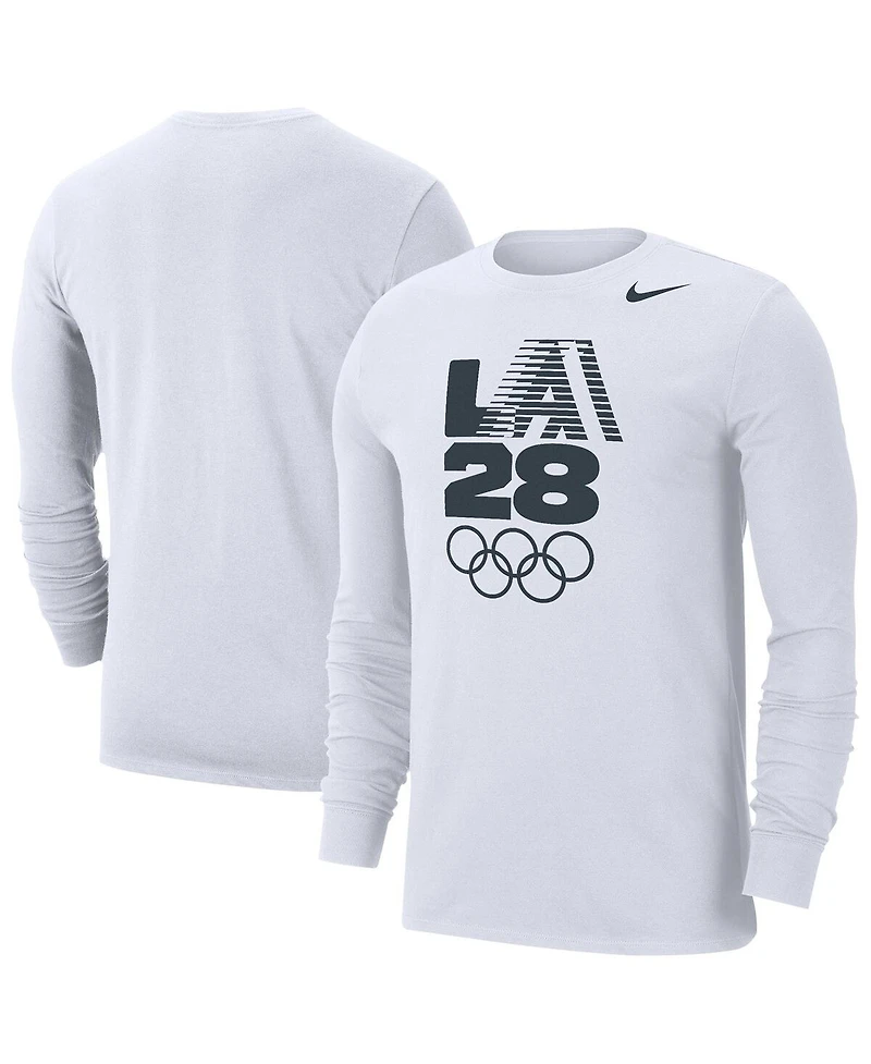 Nike Men's White LA28 Summer Olympics Team Issue Velocity Dri-fit Long Sleeve T-Shirt