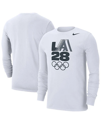 Nike Men's White LA28 Summer Olympics Team Issue Velocity Dri-fit Long Sleeve T-Shirt