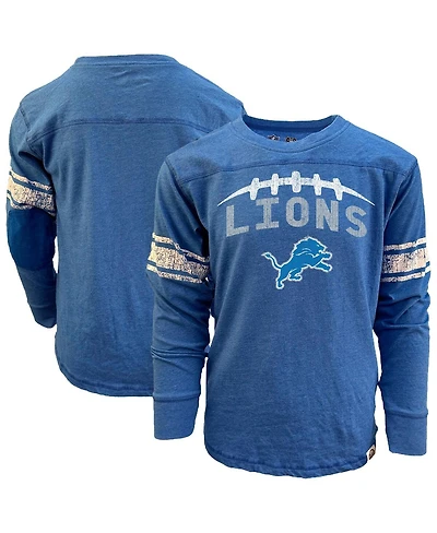 Wes & Willy Big Boys and Girls Heather Blue Detroit Lions Football Long Sleeve T-Shirt