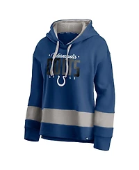 Fanatics Women's Royal/Gray Indianapolis Colts Huddle Up Fundamental Fleece Color Block Pullover Hoodie