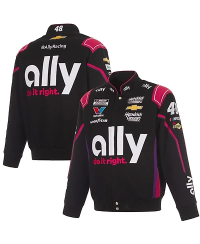 Jh Design Men's Black Alex Bowman Ally Full-Snap Twill Uniform Jacket