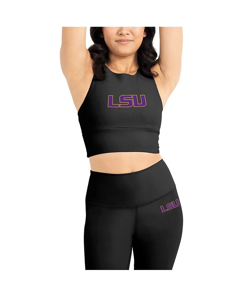 Kadi Brand Women's 2-Pack Black Lsu Tigers Buttery Soft Midi Bra Leggings Set