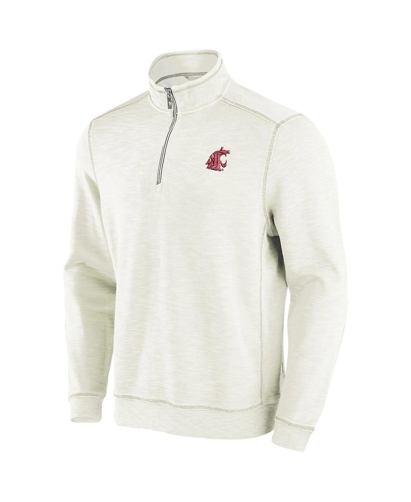 Tommy Bahama Men's Cream Washington State Cougars Tobago Bay Half-Zip Tri-Blend Sweatshirt