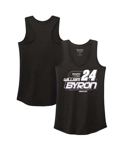 Hendrick Motorsports Team Collection Women's Black William Byron Name Number Racerback Tri-Blend Tank Top