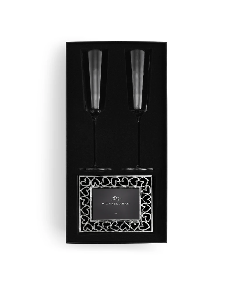 Michael Aram Reflective Champagne Flute and Heart Frame Set