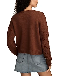 Lucky Brand Women's Cropped Cable Cardigan Sweater