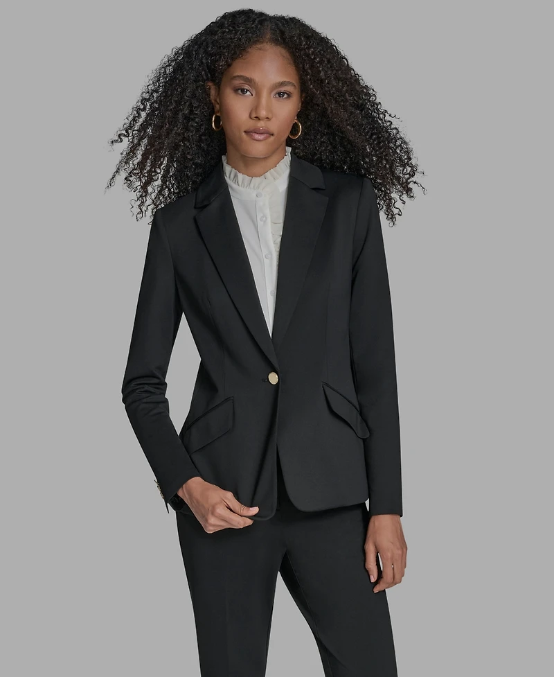 Bcbg Women's Padded Shoulder One Button Jacket