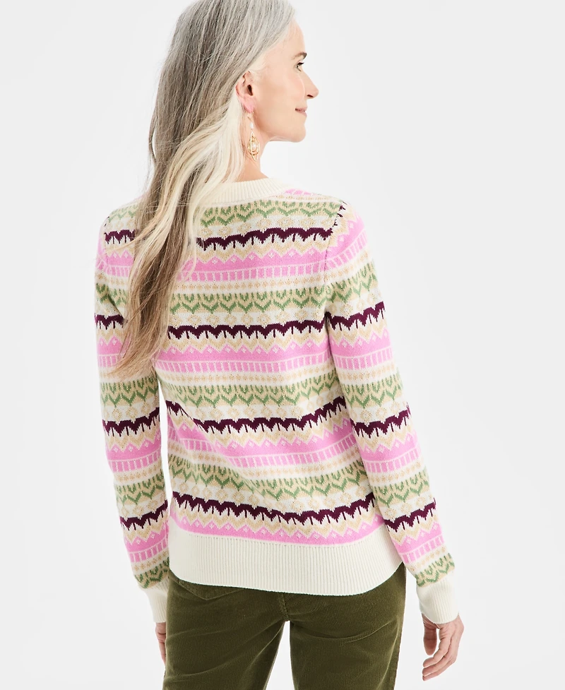 Style & Co Women's Crewneck Fair Isle Whimsy Sweater, Macy's Exclusive