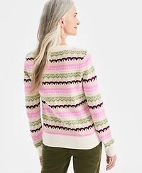 Style & Co Women's Crewneck Fair Isle Whimsy Sweater, Macy's Exclusive
