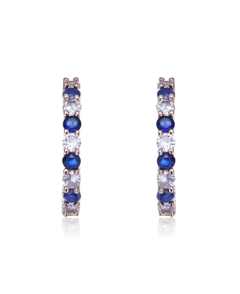 Colored Cubic Zirconia Inside Out Hoop Earrings