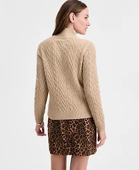 On 34th Women's Mock-Neck Cable-Knit Pullover Sweater, Created for Macy's