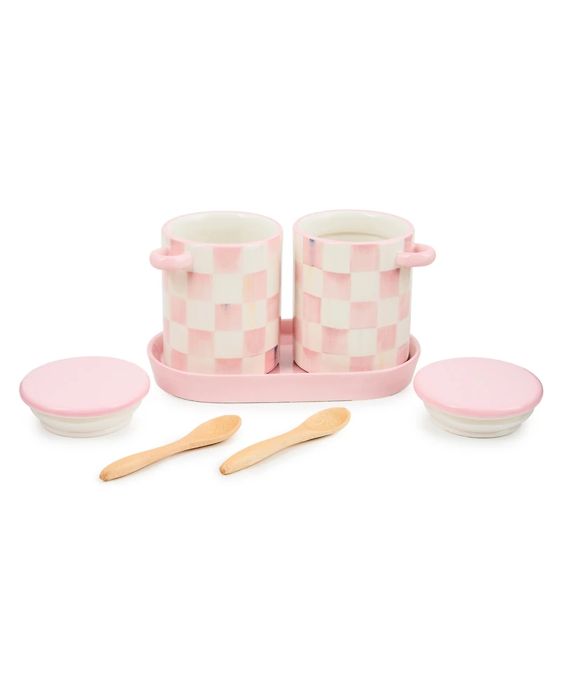 MacKenzie-Childs Rosy Check Farmhouse Canisters, Set of 2