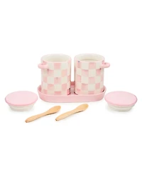 MacKenzie-Childs Rosy Check Farmhouse Canisters, Set of 2