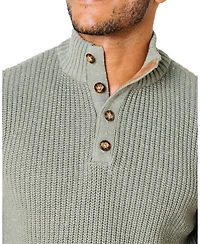 Hope & Henry Men's Organic Mock Neck Cardigan Stitch Sweater