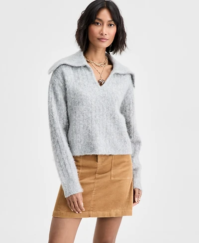 On 34th Brushed Sailor Collar V-neck Sweater, Macy's Exclusive
