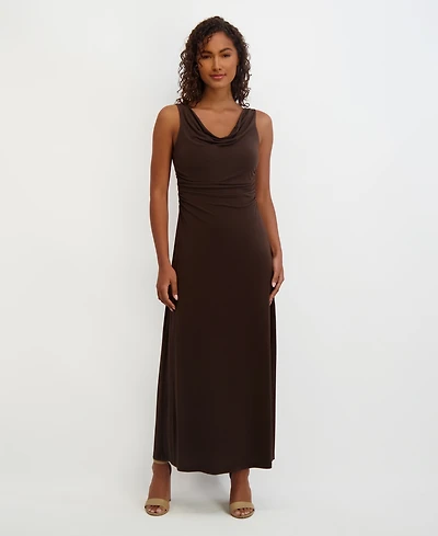 kensie Women's Draped Cowlneck Sleeveless Maxi Dress