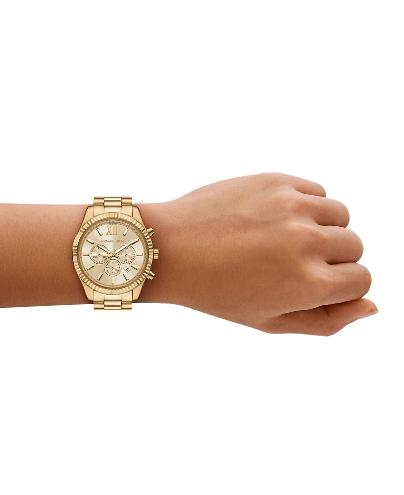 Michael Kors His and Hers Lexington Chronograph and Three-Hand Gold-Tone Stainless Steel Watch Gift Set, 44mm and 26mm