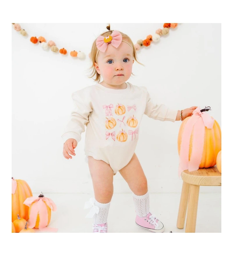 Sweet Wink Baby Girls Coquette Pumpkin Long Sleeve Romper