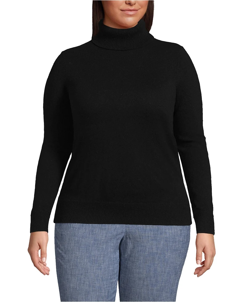 Lands' End Plus Cashmere Turtleneck Sweater