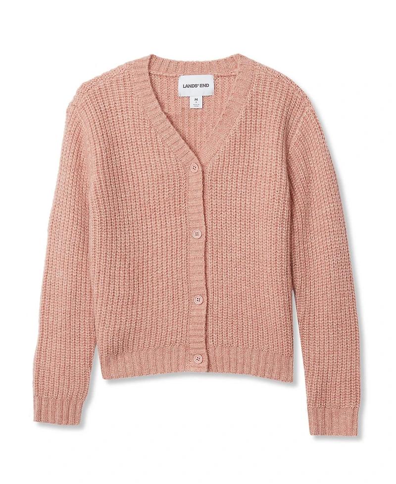 Lands' End Girls Button Front Knit Sparkle Cardigan