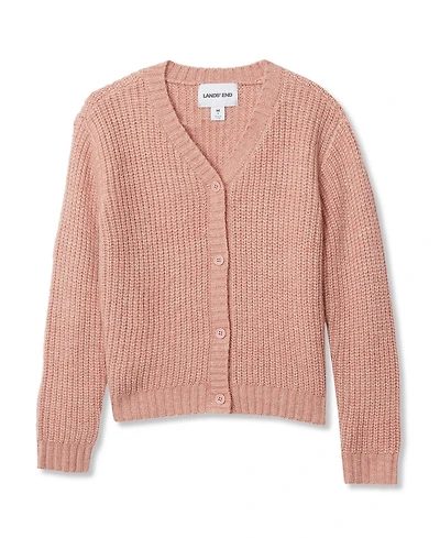 Lands' End Girls Button Front Knit Sparkle Cardigan