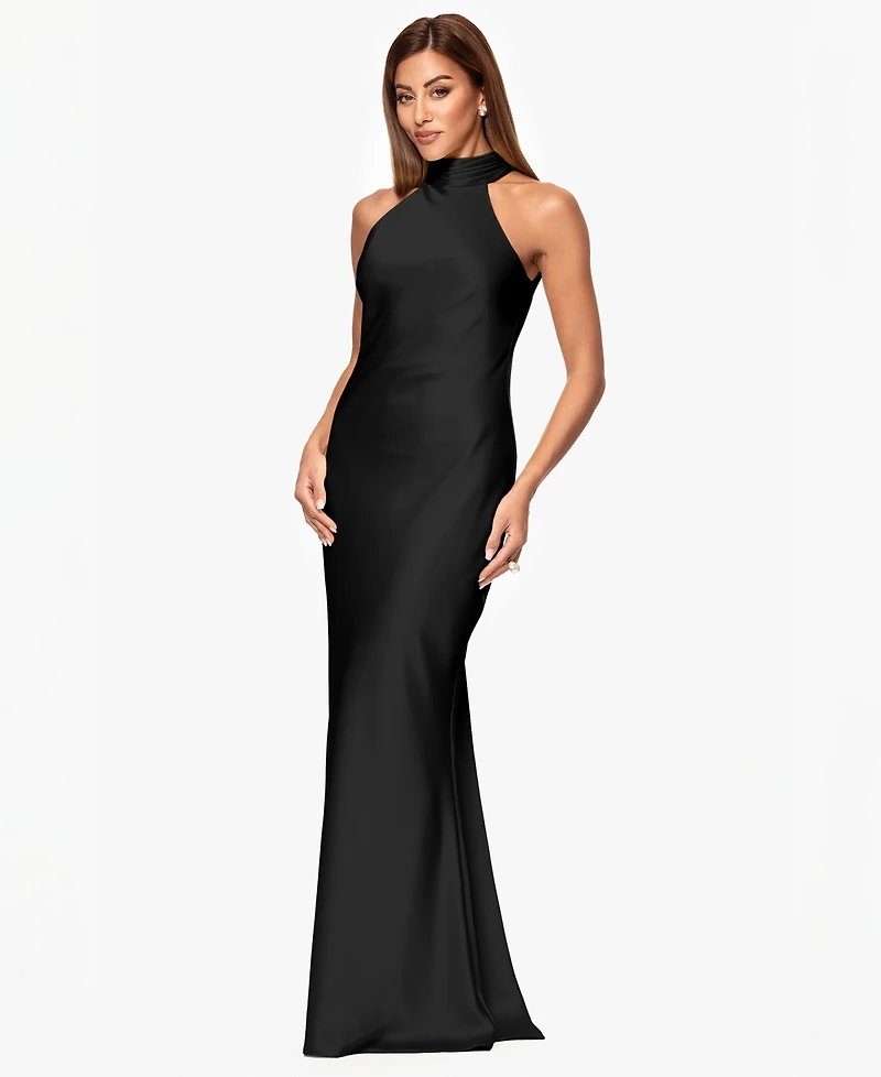 Xscape Women's Tie Neck Long Dress