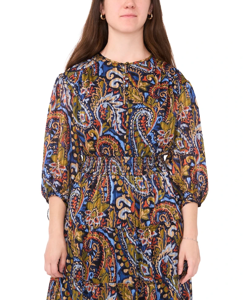 Msk Petite Tie-Sleeve Tiered Maxi Dress