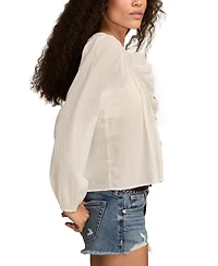 Lucky Brand Women's Long Sleeve Ruffle Flyaway Top