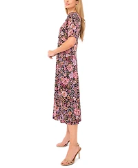 Msk Women's V Neck Surplice Midi Dress