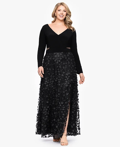 Xscape Plus Long Sleeve Embellished Dress